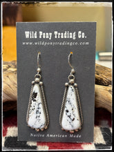 Load image into Gallery viewer, Elouise Kee Navajo silversmith. Sterling silver and white magnesite teardrop earrings on French wires. 
