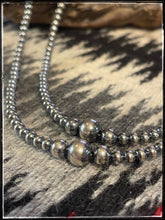 Load image into Gallery viewer, 4/6/8mm Center Set Sterling Silver Bead Necklace
