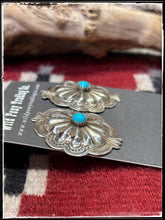 Load image into Gallery viewer, Jenny Blackgoat, Navajo silversmith. Sterling silver and turquoise accent stones. 
