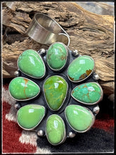 Load image into Gallery viewer, Rena Shelly, Navajo silversmith.  Sterling silver and Cactus Moon turquoise cluster pendants.  Style B

