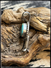 Load image into Gallery viewer, Freda Martinez, Navajo silversmith - turquoise and sterling silver mini squash blossom pendant. 
