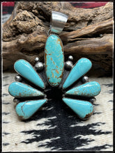 Load image into Gallery viewer, Robert Shakey, Navajo silversmith - Naja pendants in turquoise and or White Buffalo. - blue turquoise
