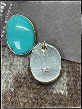 Load image into Gallery viewer, Eugene Gruber, Navajo silversmith.  Sterling silver and oval turquoise studs.    Hallmark stamp 
