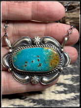 Load image into Gallery viewer, Jeff James Jr., Navajo silversmith.  Turquoise and sterling silver necklace. 
