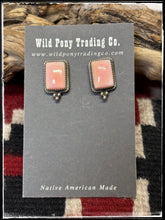 Load image into Gallery viewer, Pair B  Theresa Smith, Navajo silversmith.  Sterling silver and pink conch shell mini stud earrings. 

