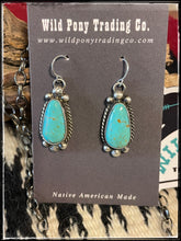 Load image into Gallery viewer, Sterling silver and Kingman turquoise Y necklace set with earrings from Navajo silversmith Augustine Largo. - Earrings
