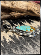 Load image into Gallery viewer, Sterling silver and turquoise tear drop pendant from Navajo silversmith Jeff James Jr.
