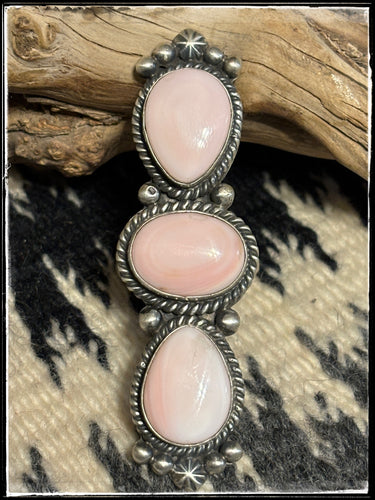 Sterling silver and Pink Conch ring from Navajo silversmith Alfred Martinez