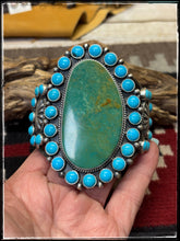 Load image into Gallery viewer, Kevin Billah , Navajo silversmith. MEGA Turquoise Cuff. Sterling silver and turquoise.
