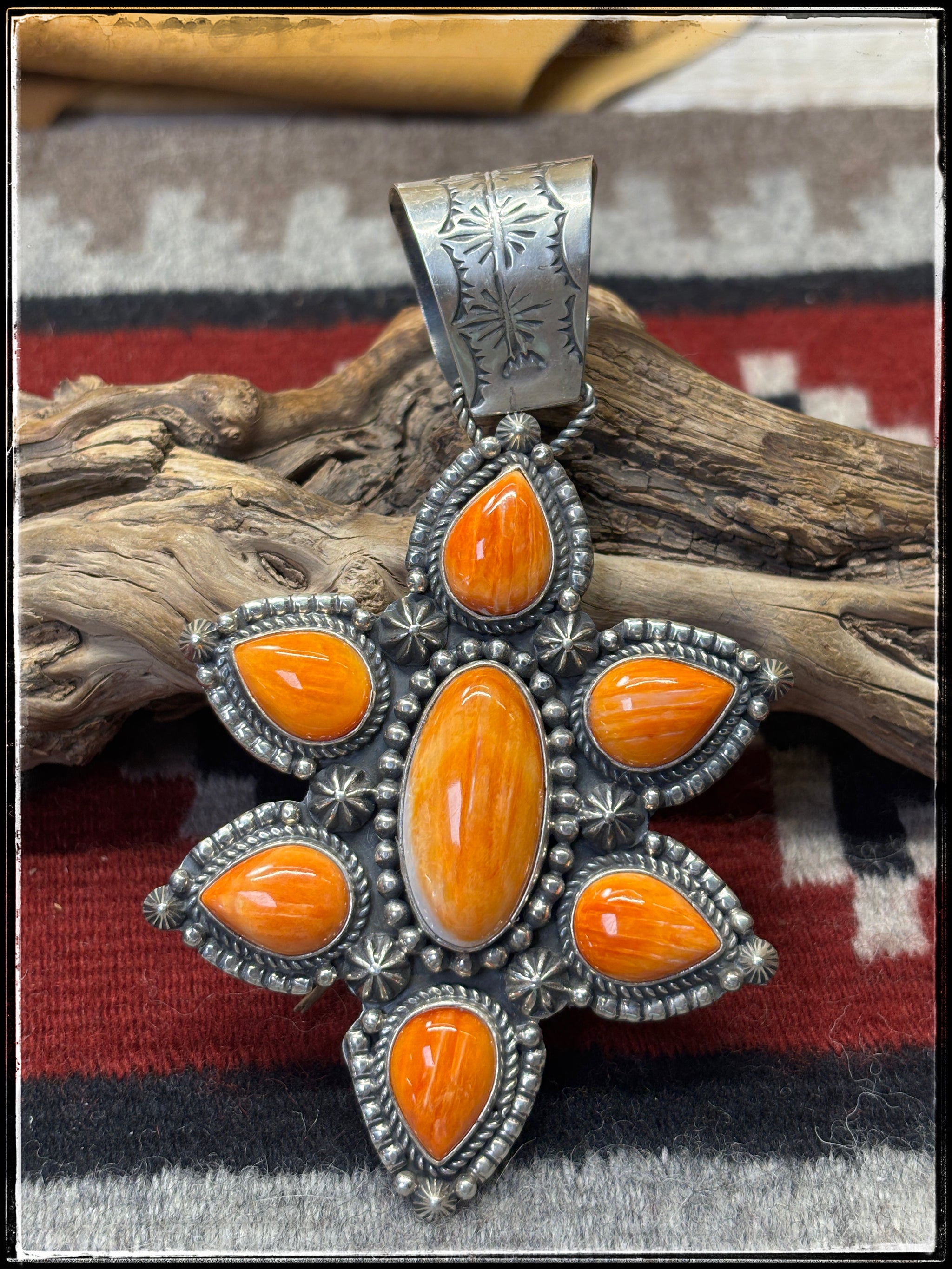 Rosella Paxson XL Orange Spiny Oyster Shell Pendant Wild Pony