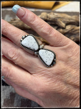 Load image into Gallery viewer, Alfred Martinez Double White Magnesite Stone Ring
