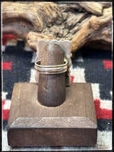 Load image into Gallery viewer, Priscilla Reeder, Navajo silversmith.  Sterling and green turquoise square ring.  
