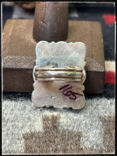 Load image into Gallery viewer, Priscilla Reeder, Navajo silversmith.  Sterling and green turquoise square ring.    Hallmark stamp  
