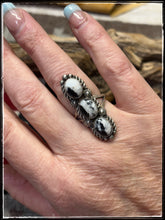 Load image into Gallery viewer, Robert Shakey White Buffalo Triple Stone Bar Ring
