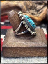 Load image into Gallery viewer, Rose Calladitto, Navajo silversmith.  Sterling silver and turquoise ring. 
