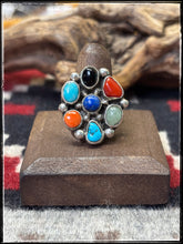 Load image into Gallery viewer, Priscilla Reeder Multi Stone Cluster Ring set in sterling silver.  Size 8 1/2
