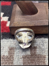 Load image into Gallery viewer, Freda Martinez, Navajo silversmith.  Sterling silver and white buffalo ring. Size 7.  Hallmark stamp. 
