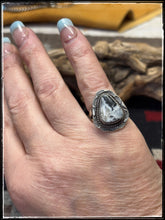 Load image into Gallery viewer, Freda Martinez, Navajo silversmith.  Sterling silver and white buffalo ring. Size 7. 
