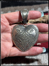 Load image into Gallery viewer, Vincent Platero Navajo silversmith.  Sterling silver xl pendant heart. 
