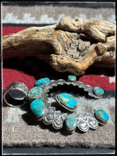 Load image into Gallery viewer, Sterling silver and turquoise pendant from Navajo silversmith Sean Cayatineto. 
