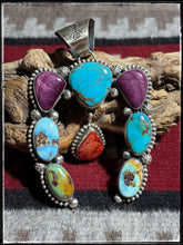 Load image into Gallery viewer, Augustine Largo, Navajo silversmith.  Sterling silver, multi stone Naja pendant.  
