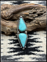 Load image into Gallery viewer, Navajo silversmith, Robert Shakey 2 stone, turquoise ring
