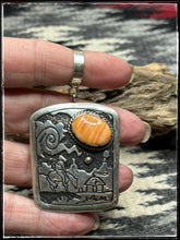 Load image into Gallery viewer, Rosarita Teller, storyteller pendant with orange spiny shell
