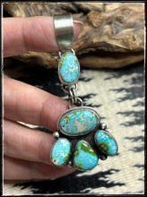 Load image into Gallery viewer, Betty Tom, Navajo silversmith. Sonoran Gold pendants in light blue and deep green.   light blue
