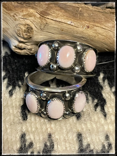 Sterling silver and 3 pieces of pink conch, Navajo made