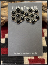 Load image into Gallery viewer, Maxine Ramirez Navajo silversmith. Sterling silver and Black Onyx cluster earrings.
