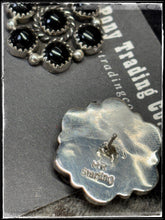 Load image into Gallery viewer, Maxine Ramirez Navajo silversmith. Sterling silver and Black Onyx cluster earrings.  Hallmark stamp. 
