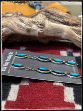 Load image into Gallery viewer, Veronica Martza, Zuni artist.  Sterling silver and turquoise stick earrings. 
