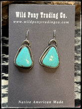 Load image into Gallery viewer, Dreama Yazzie, Navajo silversmith.  Kingman turquoise earrings. 
