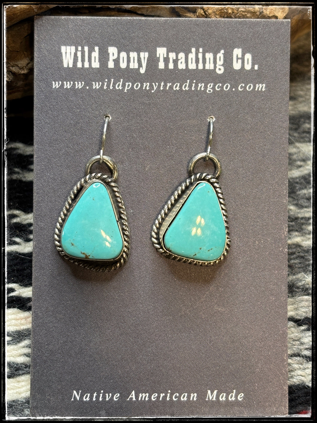 Dreama Yazzie, Navajo silversmith.  Kingman turquoise earrings. 