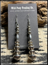 Load image into Gallery viewer, Shannon Begay Navajo silversmith. Sterling silver stick bead earrings. 
