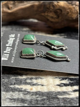 Load image into Gallery viewer, Chris Nez, Navajo silversmith.  Green agate and sterling silver earrings. 
