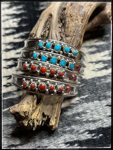 Sterling silver and either coral or turquoise baby bracelet. 