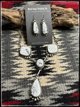 Load image into Gallery viewer, Augustine Largo, Navajo silversmith.  White Buffalo, Y necklace and earrings set. 
