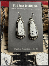 Load image into Gallery viewer, Augustine Largo, Navajo silversmith.  White Buffalo, Y necklace and earrings set. 
