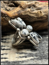 Load image into Gallery viewer, Travis Jim, Navajo silversmith.  White Buffalo star ring. 
