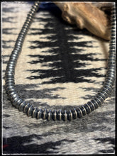 Load image into Gallery viewer, 6mm, rondelle, oxidized bead necklace. 
