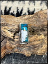 Load image into Gallery viewer, Alfred Martinez Navajo silversmith.  Kingman Krush bar ring. 
