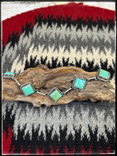Load image into Gallery viewer, Augustine Largo, Navajo silversmith.  Kingman turquoise link bracelet. 
