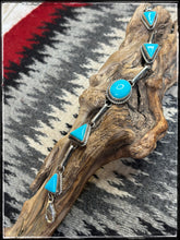 Load image into Gallery viewer, Judith Dixon, Navajo silversmith.  7 Stone link bracelet with Kingman turquoise.   Aqua blue-green  

