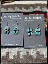 Load image into Gallery viewer, Judith dixon, Navajo silversmith.  Sterling silver and turquoise quad drop earrings. 
