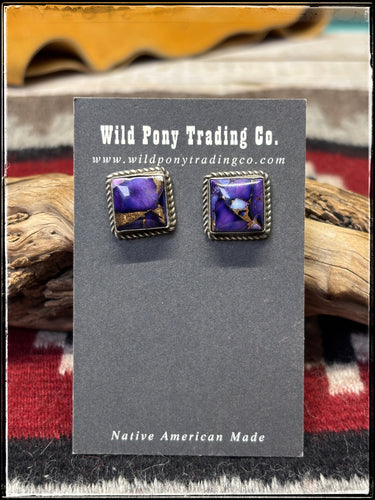 Freda Martinez Lavender Dahlia Studs. 