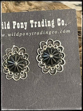 Load image into Gallery viewer, Roland Dixon, sterling silver, concho style earrings. Navajo made.
