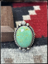 Load image into Gallery viewer, Eugene Belone, Navajo silversmith.  Sterling silver and Kingman turquoise oval rings.  
