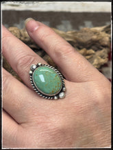 Load image into Gallery viewer, Eugene Belone, Navajo silversmith.  Sterling silver and Kingman turquoise oval rings.  
