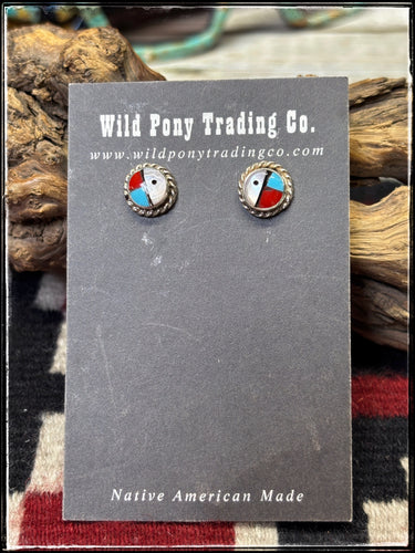 Zuni sun face inlay earrings.  Handmade by Zuni artists. 